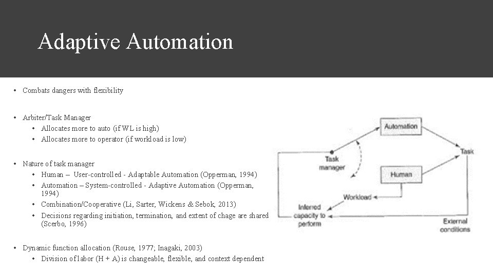 Adaptive Automation • Combats dangers with flexibility • Arbiter/Task Manager • Allocates more to