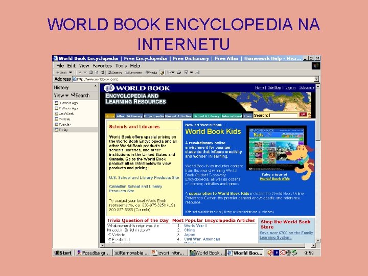 WORLD BOOK ENCYCLOPEDIA NA INTERNETU 