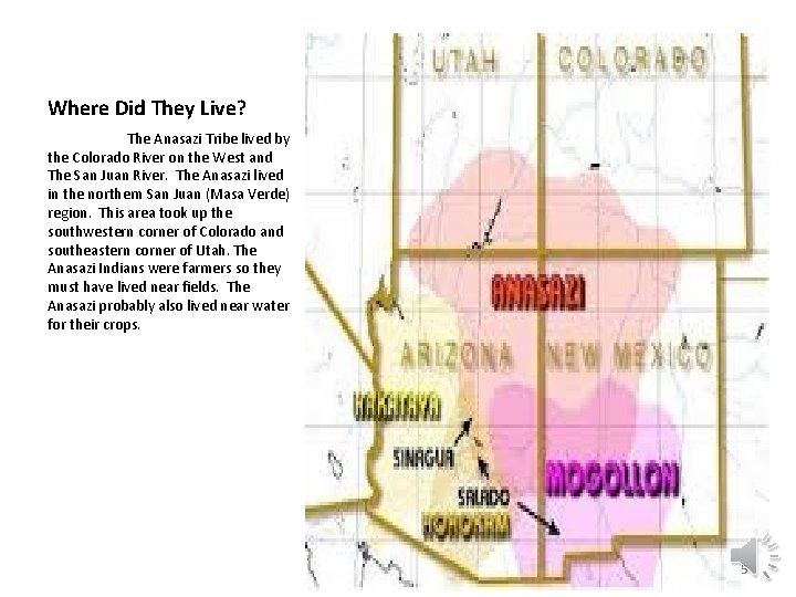 Where Did They Live? The Anasazi Tribe lived by the Colorado River on the