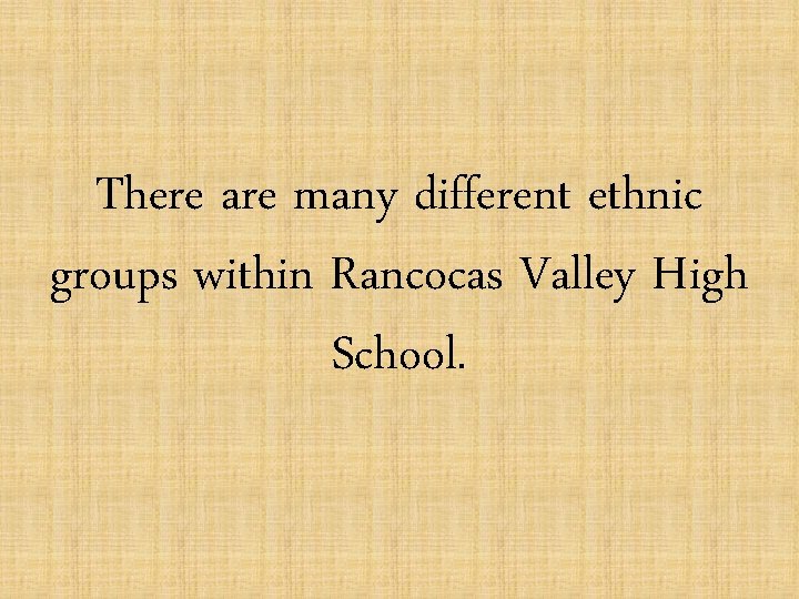 There are many different ethnic groups within Rancocas Valley High School. 