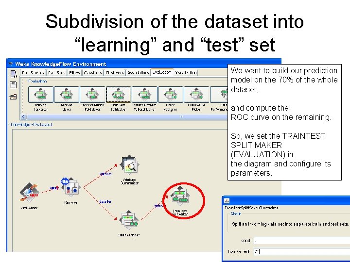 Subdivision of the dataset into “learning” and “test” set We want to build our