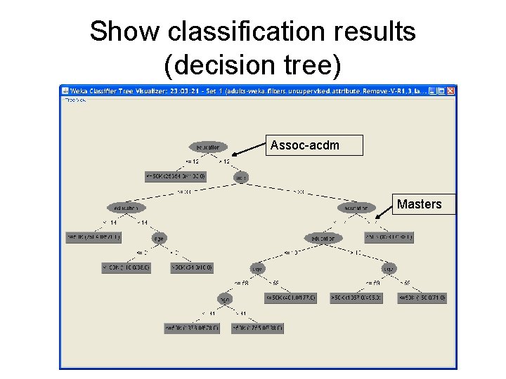 Show classification results (decision tree) Assoc-acdm Masters 