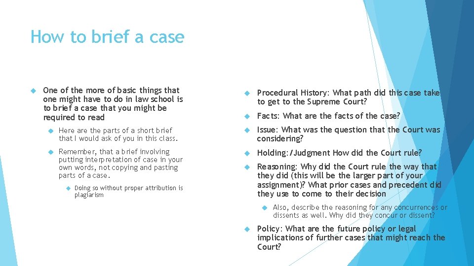 How to brief a case One of the more of basic things that one