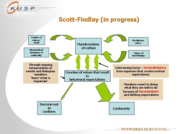 www. ualberta. ca/~kusp Scott-Findlay (in progress) Nature of nurses’ work Hierarchical structure of authority