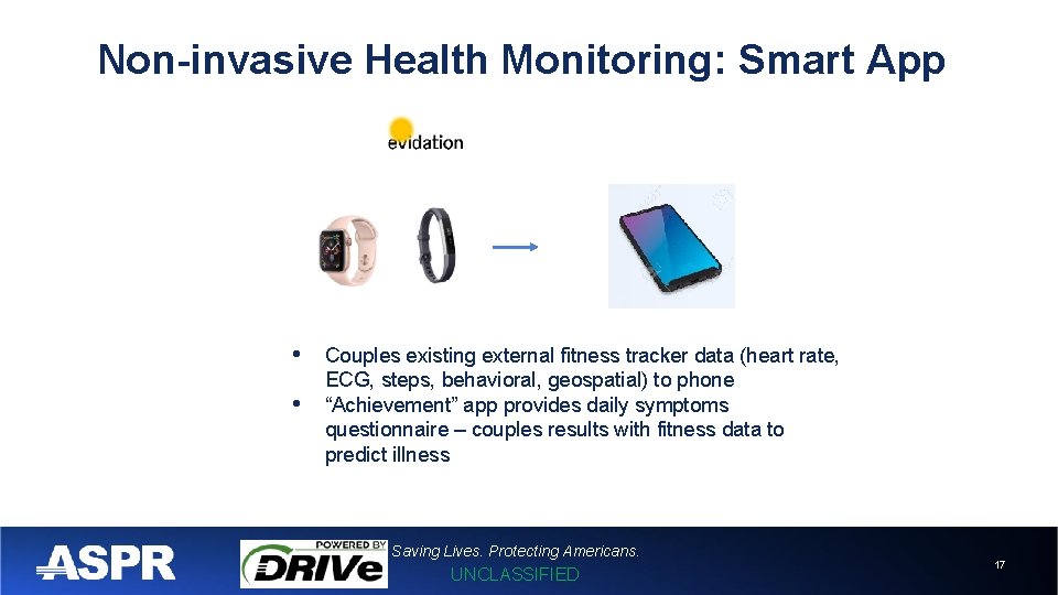 Non-invasive Health Monitoring: Smart App • • Couples existing external fitness tracker data (heart