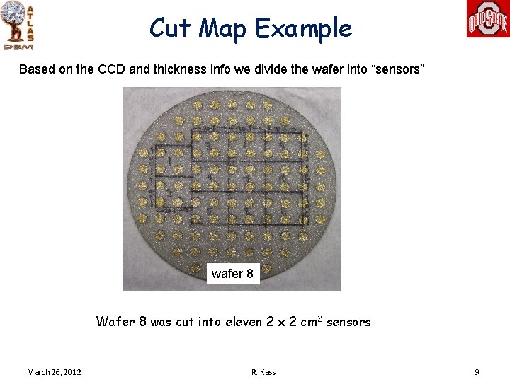 Cut Map Example Based on the CCD and thickness info we divide the wafer