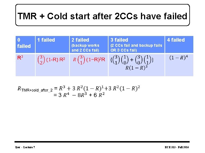 TMR + Cold start after 2 CCs have failed 0 failed 1 failed 2