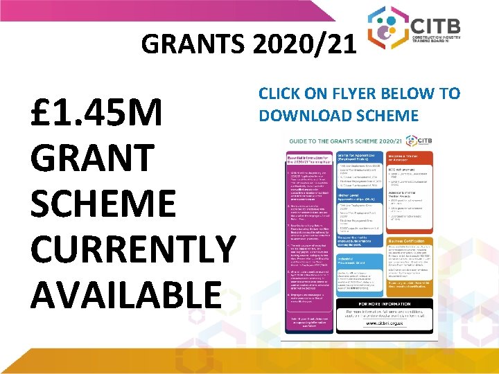 GRANTS 2020/21 £ 1. 45 M GRANT SCHEME CURRENTLY AVAILABLE CLICK ON FLYER BELOW