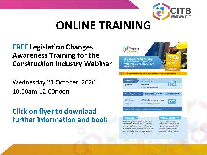 ONLINE TRAINING FREE Legislation Changes Awareness Training for the Construction Industry Webinar Wednesday 21