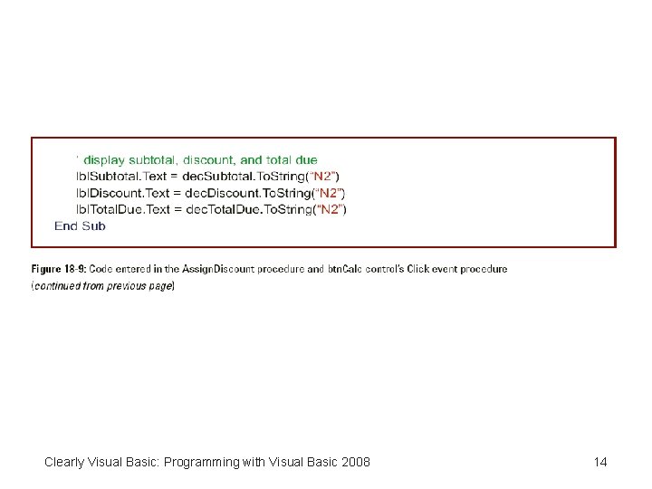Clearly Visual Basic: Programming with Visual Basic 2008 14 