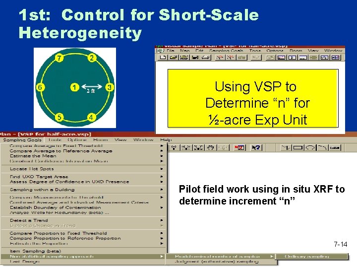 1 st: Control for Short-Scale Heterogeneity Using VSP to Determine “n” for ½-acre Exp