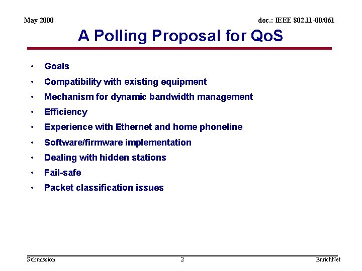 May 2000 doc. : IEEE 802. 11 -00/061 A Polling Proposal for Qo. S