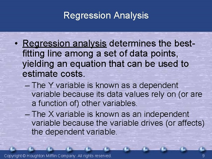 Regression Analysis • Regression analysis determines the bestfitting line among a set of data Regression Analysis • Regression analysis determines the bestfitting line among a set of data