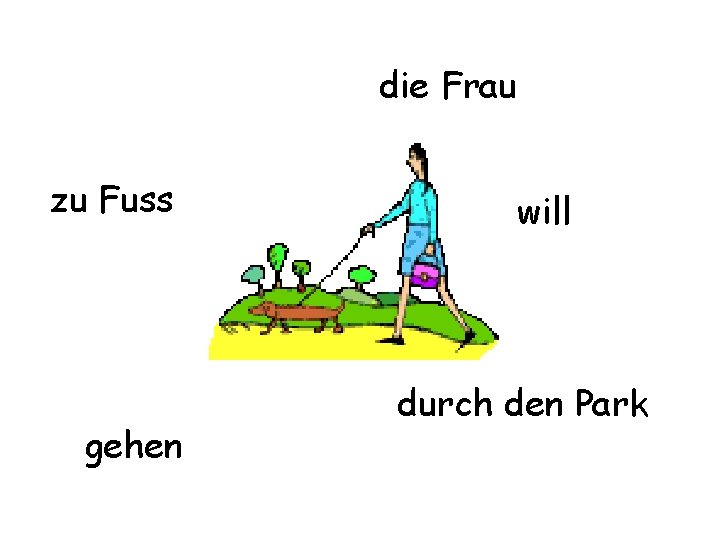 die Frau zu Fuss gehen will durch den Park 