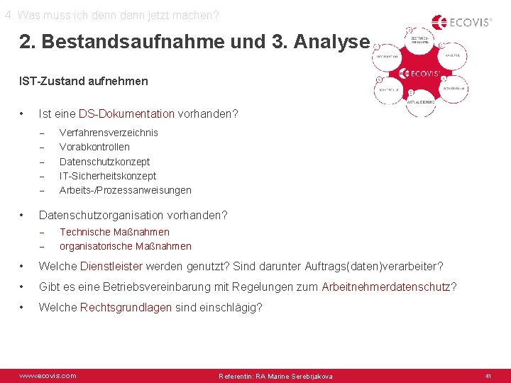 4. Was muss ich denn dann jetzt machen? 2. Bestandsaufnahme und 3. Analyse IST-Zustand