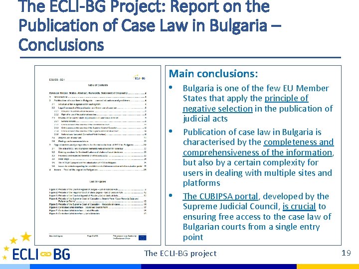 The ECLI-BG Project: Report on the Publication of Case Law in Bulgaria – Conclusions