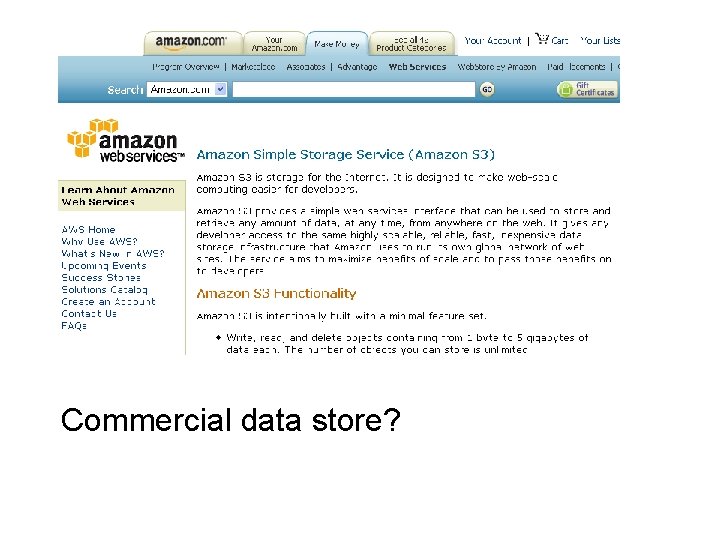 Commercial data store? 