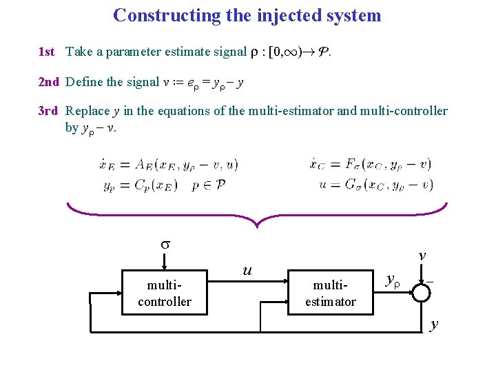 Constructing the injected system 1 st Take a parameter estimate signal r : [0,
