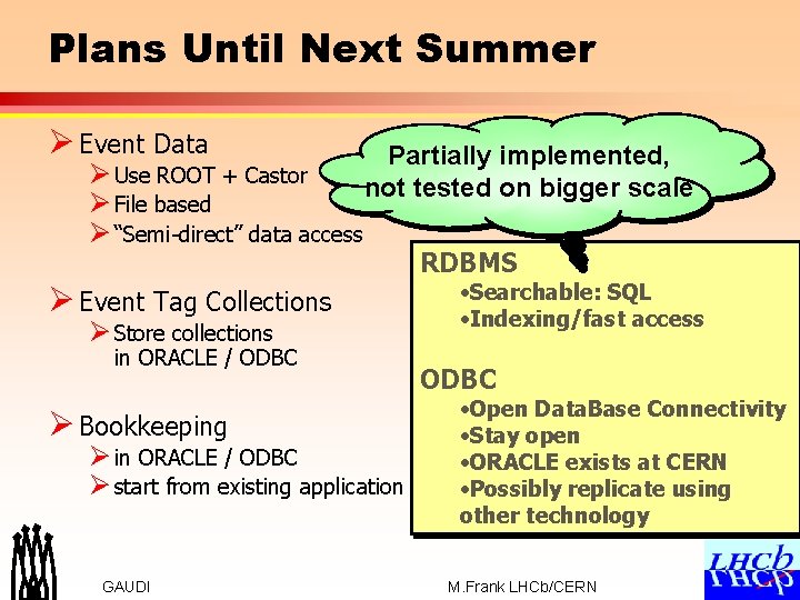 Plans Until Next Summer Ø Event Data Ø Use ROOT + Castor Ø File