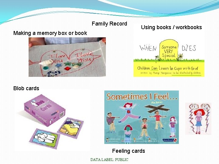 Family Record Making a memory box or book Using books / workbooks Blob cards