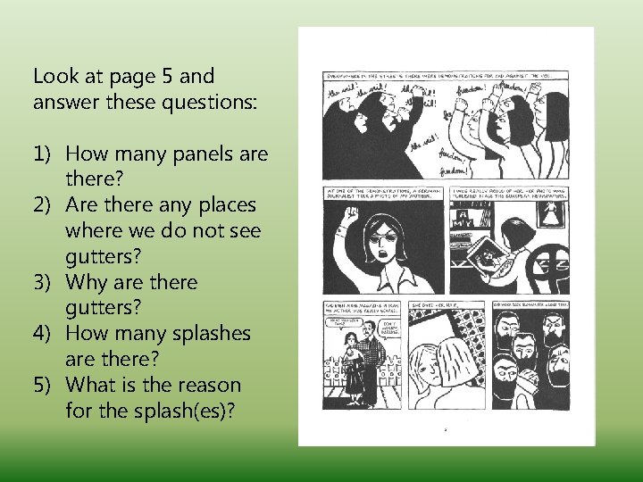 Look at page 5 and answer these questions: 1) How many panels are there? Look at page 5 and answer these questions: 1) How many panels are there?