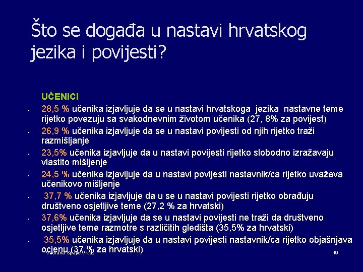 Što se događa u nastavi hrvatskog jezika i povijesti? § § § § UČENICI