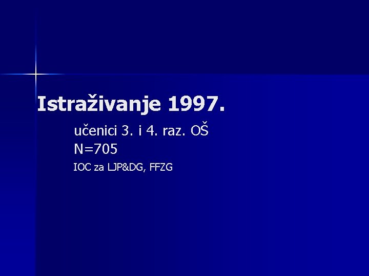 Istraživanje 1997. učenici 3. i 4. raz. OŠ N=705 IOC za LJP&DG, FFZG 