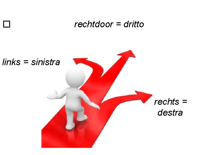 � rechtdoor = dritto links = sinistra rechts = destra 