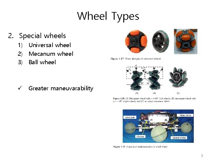 Wheel Types 2. Special wheels 1) Universal wheel 2) Mecanum wheel 3) Ball wheel