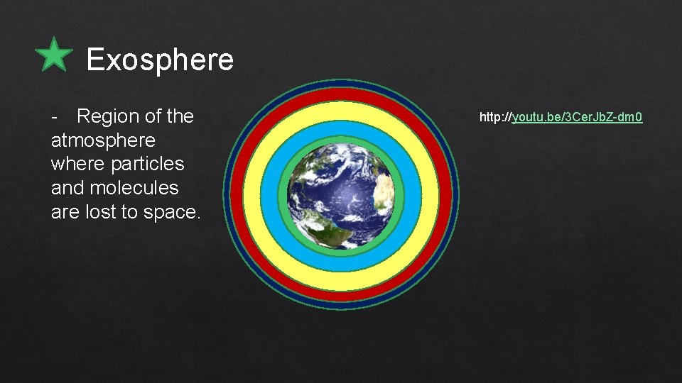 Exosphere - Region of the atmosphere where particles and molecules are lost to space. Exosphere - Region of the atmosphere where particles and molecules are lost to space.