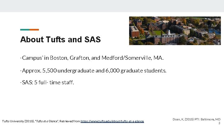 About Tufts and SAS -Campus’ in Boston, Grafton, and Medford/Somerville, MA. -Approx. 5, 500