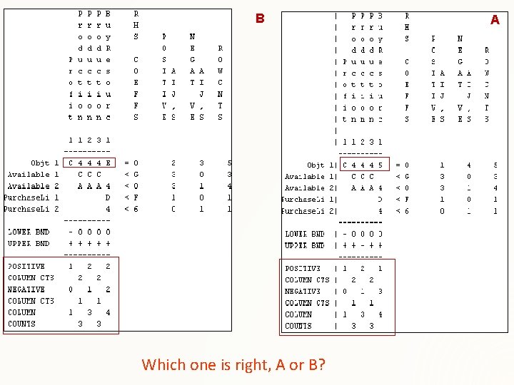 B Which one is right, A or B? A 