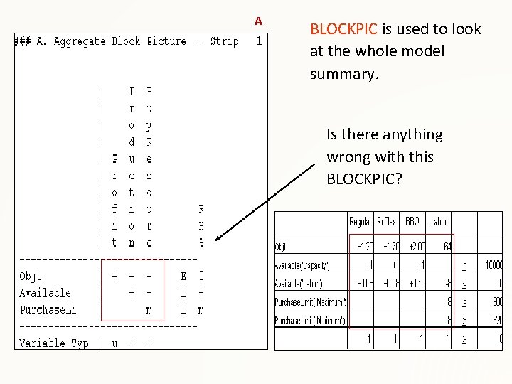 A BLOCKPIC is used to look at the whole model summary. Is there anything