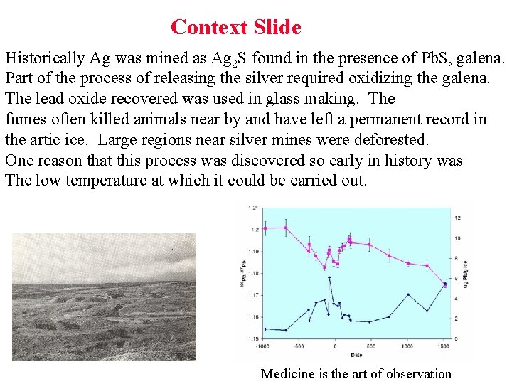 Context Slide Historically Ag was mined as Ag 2 S found in the presence