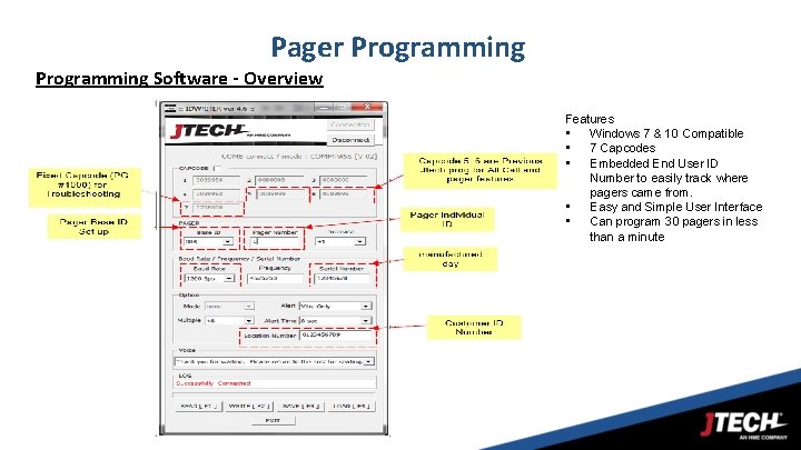 Pager Programming Software - Overview Features • Windows 7 & 10 Compatible • 7