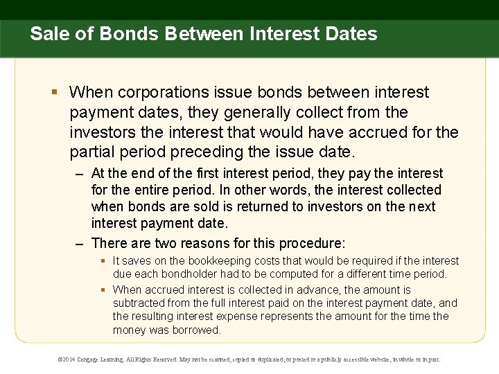 Sale of Bonds Between Interest Dates § When corporations issue bonds between interest payment