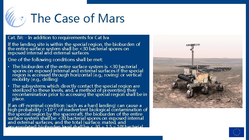 The Case of Mars Cat. IVc - In addition to requirements for Cat Iva