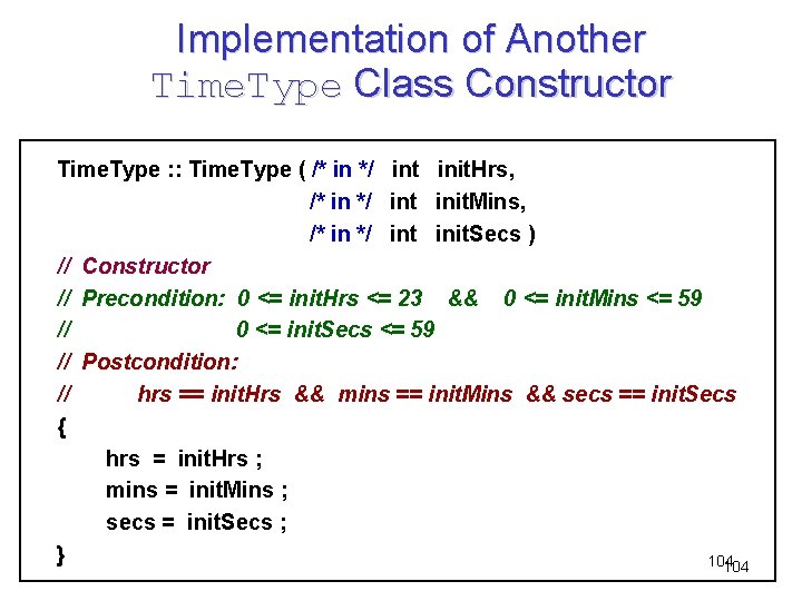Implementation of Another Time. Type Class Constructor Time. Type : : Time. Type (