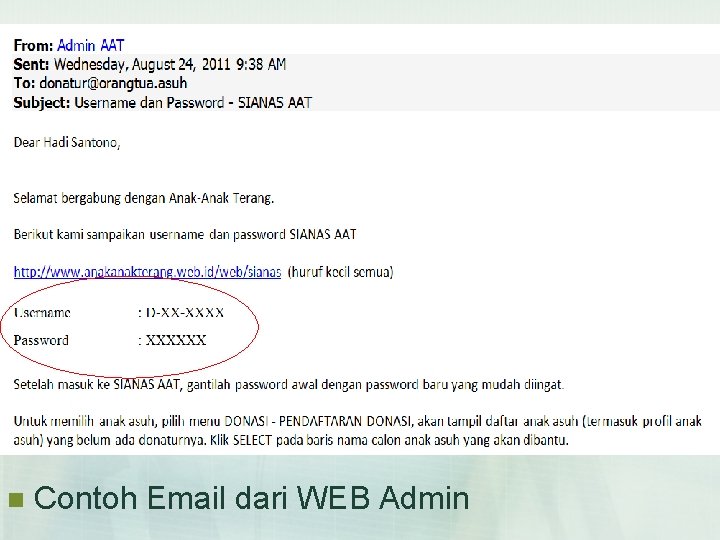 n Contoh Email dari WEB Admin 