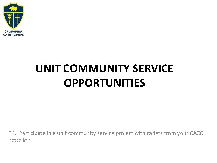 UNIT COMMUNITY SERVICE OPPORTUNITIES B 4. Participate in a unit community service project with