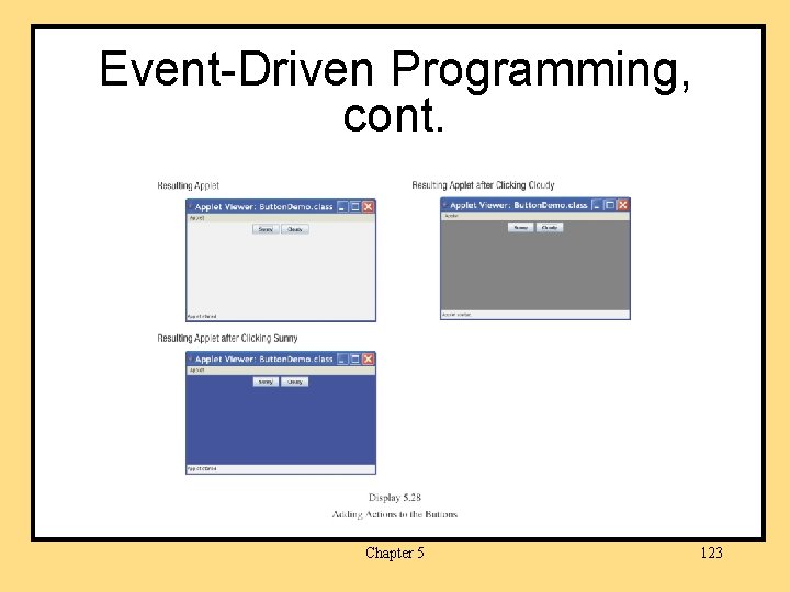 Event-Driven Programming, cont. Chapter 5 123 