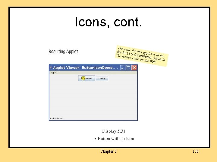 Icons, cont. Chapter 5 136 
