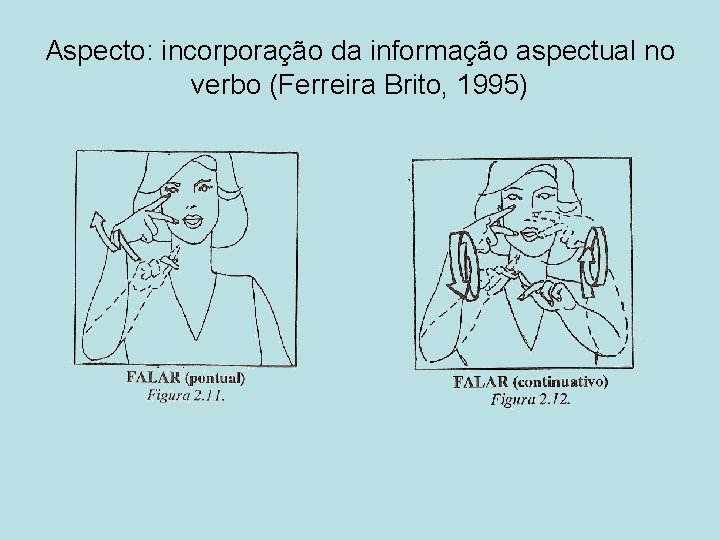 Aspecto: incorporação da informação aspectual no verbo (Ferreira Brito, 1995) 