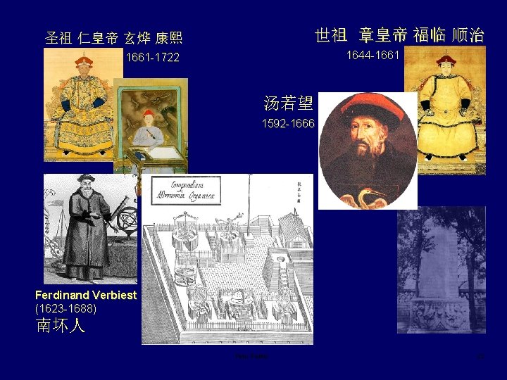 世祖 章皇帝 福临 顺治 圣祖 仁皇帝 玄烨 康熙 1644 -1661 -1722 汤若望 1592 -1666