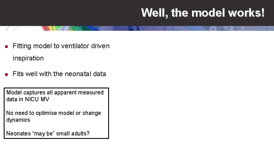 Well, the model works! n Fitting model to ventilator driven inspiration n Fits well