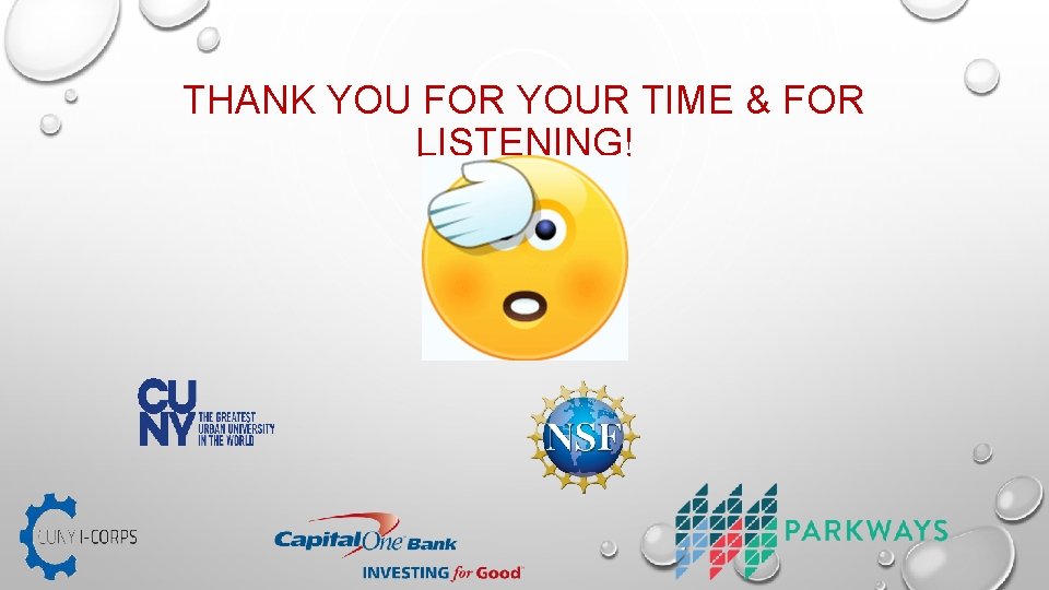 THANK YOU FOR YOUR TIME & FOR LISTENING! 