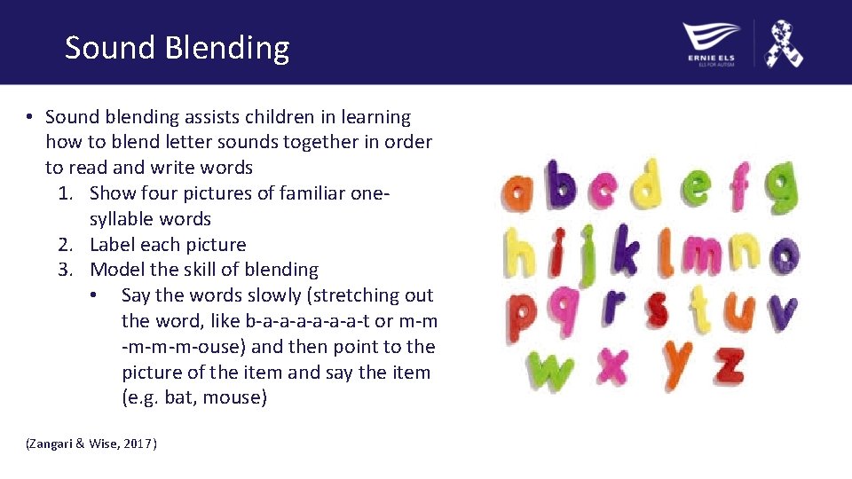 Sound Blending • Sound blending assists children in learning how to blend letter sounds