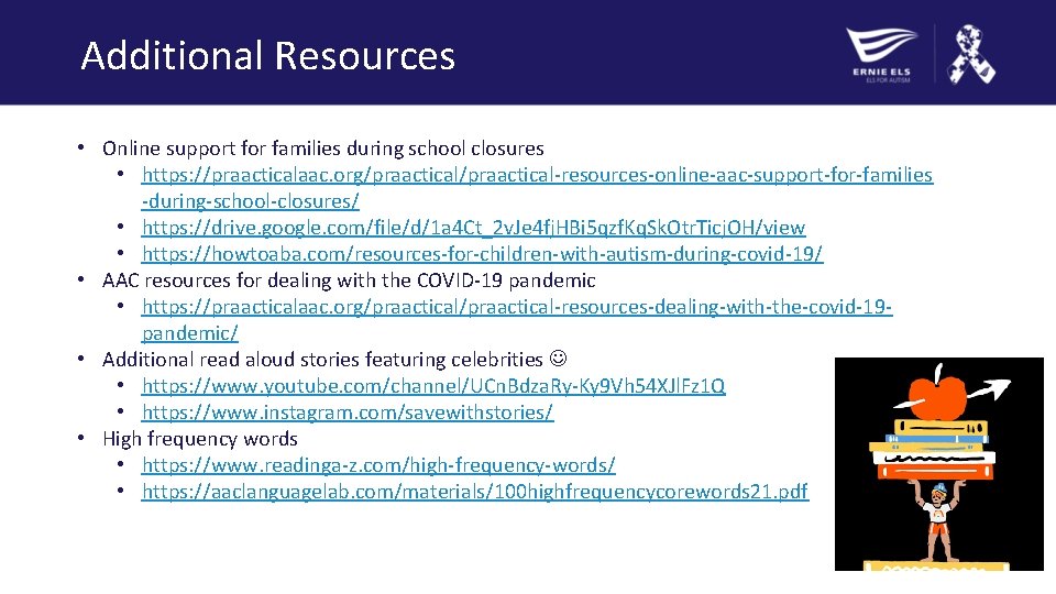 Additional Resources • Online support for families during school closures • https: //praacticalaac. org/praactical-resources-online-aac-support-for-families