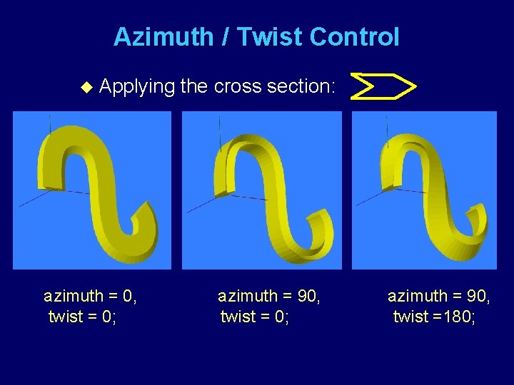 Azimuth / Twist Control u Applying azimuth = 0, twist = 0; the cross