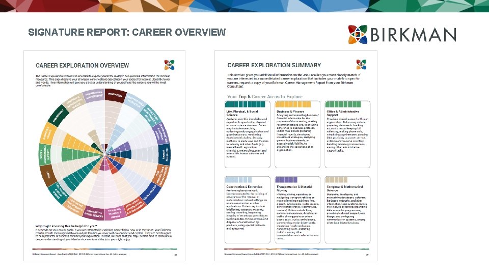 SIGNATURE REPORT: CAREER OVERVIEW 